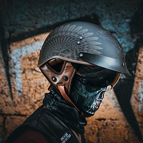 VCOROS Dot Approved Sun Visor Half Helmet - Indian (L)