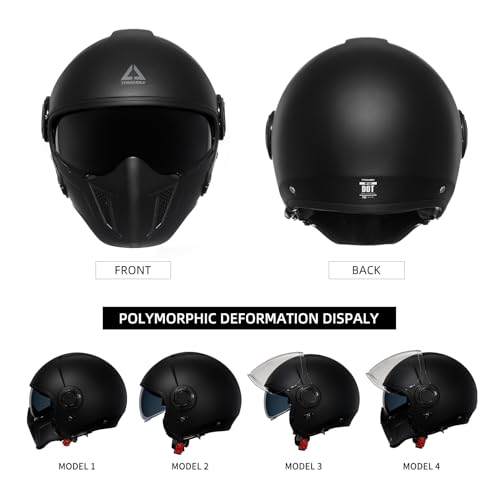 TRIANGLE Open Face Motorcycle Helmet for Men - DOT Approved