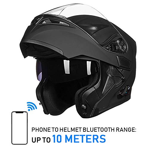 ILM Bluetooth Modular Motorcycle Helmet - Matte Black, Large