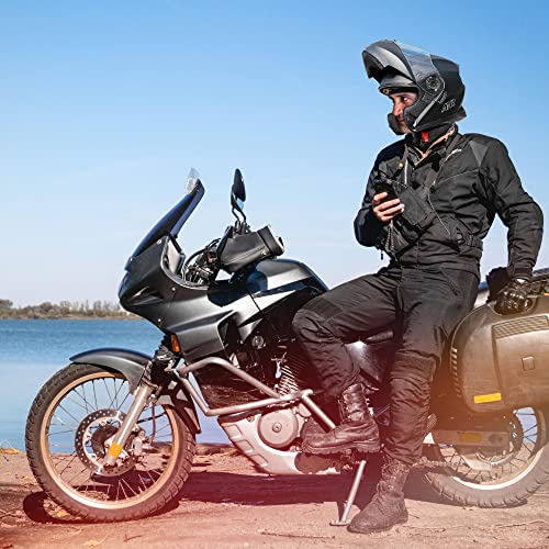 AHR Flip Up Full Face Motorcycle Helmet - Matte Black