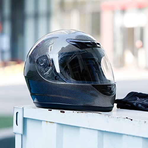 Carbon Fiber Flip Up Full Face Motorcycle Helmet (Large)