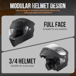 OUMURS Modular Full Face Motorcycle Helmet - XXL