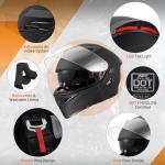 OUMURS Modular Full Face Motorcycle Helmet - XXL