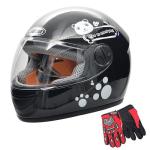 Kids Black Bike Helmet and Gloves Set, Ages 3-6
