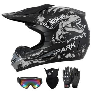 SPARK Youth Dirt Bike Helmet Set - Dino Grey