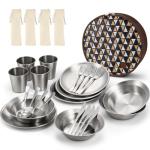 Odoland Stainless Steel Camping Mess Kit for 4