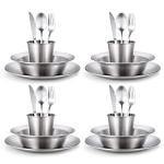 Odoland Stainless Steel Camping Mess Kit for 4