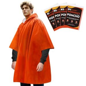 Rasupro 4 Pack Thermal Survival Ponchos for Camping