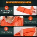 Rasupro 4 Pack Thermal Survival Ponchos for Camping