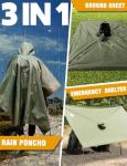 ANYOO Waterproof Hooded Rain Poncho for Adults