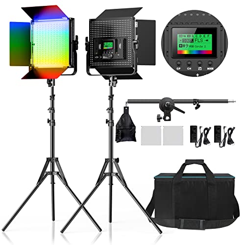 IVISII 2 Pack RGB LED Video Studio Lights