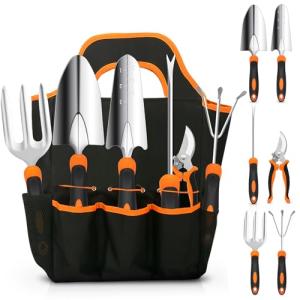 Stainless Steel Gardening Tool Set with Tote
