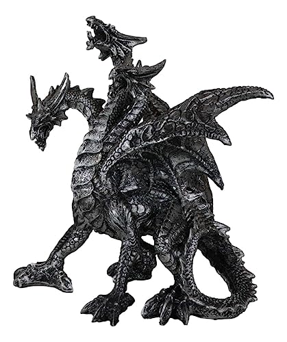 Three-Headed Dragon Hydra Figurine - Gothic Silver