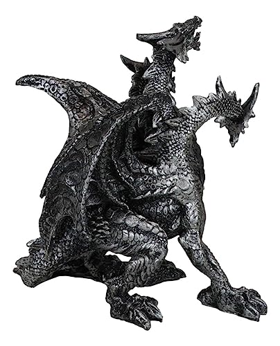 Three-Headed Dragon Hydra Figurine - Gothic Silver