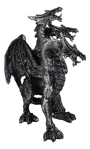 Three-Headed Dragon Hydra Figurine - Gothic Silver