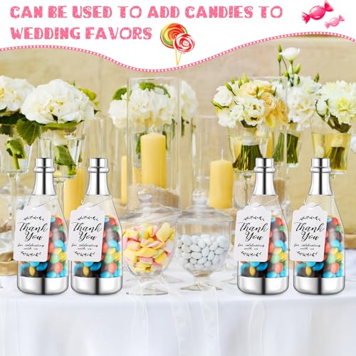 Silver Mini Champagne Bottle Favor Set - 60 Pcs