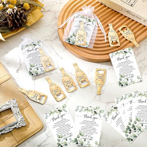 25 Sets of Gold Bottle Openers with Thank You Cards