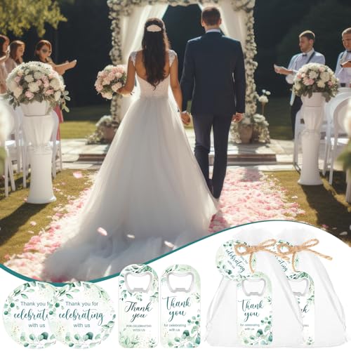 24 Wedding Magnetic Bottle Openers with Tags and Bags