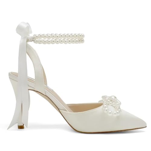 Ivory Pearl High Heel Wedding Shoes for Bride
