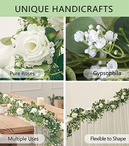 Anna's Whimsy Fake Eucalyptus Rose Gypsophila Garland Wedding