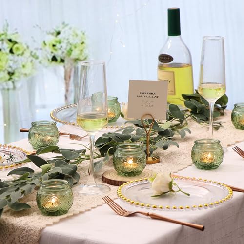Green Vintage Candle Holders for Wedding Table Centerpieces