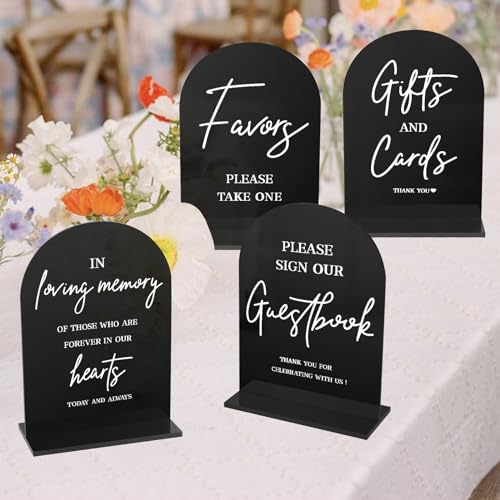 4-Piece Acrylic Wedding Signs Set - Ceremony & Reception