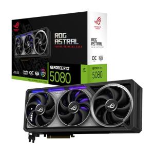 ASUS ROG Astral GeForce RTX 5080 OC Edition Gaming Graphics Card (PCIe 5.0, 16GB GDDR7, HDMI/DP 2.1, 3.8 Slots, 4-Fan Design, Axial Fans, Patented Steam Chamber,