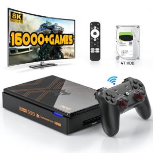 Kinhank Super Console X5 PRO Retro Game Console with 16000+ Games, Android 12.0 OS, 8GB RAM, 64GB ROM, 8K UHD Output, Wi-Fi 6, BT 5.0, Gigabit Ethernet, Wireless Controller