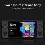 RG552 Handheld Game Console , RK3399 Chip Dual OS Linux , Android System Support WiFi Online Games Built-in 64G SD Card 2500 Classic Games (Black)