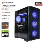 CyberPowerPC x MSI PBM Gaming PC - AMD Ryzen 5 7500F, Nvidia RTX 4060 8GB, 16GB RAM, 1TB NVMe SSD, 750W 80+ PSU, Wi-Fi, Liquid Cooling, Windows 11, Forge M100R