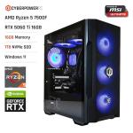 CyberPowerPC x MSI PBM Gaming PC - AMD Ryzen 5 7500F, Nvidia RTX 5060 Ti 16GB, 16GB RAM, 1TB NVMe SSD, 750W 80+ PSU, Wi-Fi, Liquid Cooling, Windows 11, Forge M100R