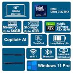 Dell Alienware 16X Aurora Gaming AI Laptop 16" WQXGA 240Hz (100% DCI-P3) Intel 24-core Ultra 9 275HX 32GB RAM 4TB SSD GeForce RTX 5070 (Up to 988 AI Tops) Thunderbolt Win11Pro ICP Hub w/Copilot