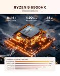 origimagic AMD Ryzen 9 6900HX Mini Gaming PC (Up to 4.9GHz), 32GB DDR5 RAM, 1TB PCIe 4.0 SSD Mini PC, W11 Pro, WiFi 6E & BT5.2, Dual LAN, 4K Triple Display Support