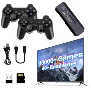 X2 Plus Retro Game Stick Console, 40,000+ Classic Games, 2 Wireless Controllers, 4K Output, Connects to TV/Projector, Perfect for Family & Friends Entertainment