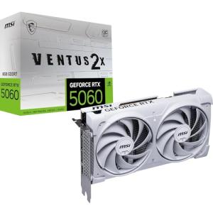 MSI GeForce RTX 5060 8G VENTUS 2X OC WHITE Graphics Card - RTX 5060 GPU, 8GB GDDR7 (28Gbps/128-bit), PCIe 5.0 - DUAL-Fan Thermal Design (2 x TORX FAN 5.0) - HDMI 2.1b, DisplayPort 2.1b