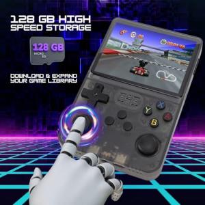 Pixel Beam R36S Retro Handheld Game Console 128GB, 20,000+ Games PSP/N64/Game Boy much more HDMI Output RKOS 2.0, 3.5" IPS Screen, Wi-Fi/Bluetooth Linux Operating System (Black)