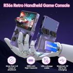 Nawchedo R36S Retro Handheld Game Console, 128GB Retro Gaming Console with 30+ Mainstream Emulators, 40,000+ Classic Games, Open Source Linux System, 3500mah Battery - Purple