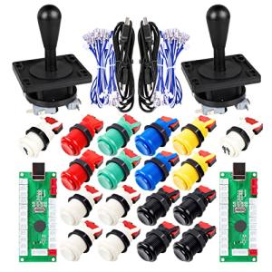 EG STARTS Classic Arcade Game DIY Part for Mame USB Cabinet 2x Zero Delay USB Encoder to PC Games + 2x 8 Way Joystick + 18x Arcade Push Button (Including 1p / 2p Start Buttons) Multiple Colour Kits