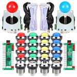 2 Player Arcade Contest DIY Kits USB Encoder To PC Joystick + 8 Ways Sticker + Chrome LED Illuminated Push Button 1 & 2 Player Coin Buttons For Arcade Mame Raspberry Pi 2 3 3B Games