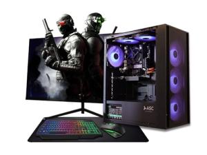 ASC TECHNOLOGY Gaming PC Bundle, i7-3770 3.90GHz, 16GB RAM, GT 730 2GB, 256GB SSD + 1TB HDD, 500W 80+ PSU, Black 6 Fan RGB Gaming Case, WiFi, Windows 11, 22" Monitor Bundle, 1 Year Warranty