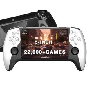 XYELLOWICON Retro Handheld Game Console: 22,000+ Preloaded Games, 5-Inch IPS Screen, Handheld Games Console, 8-Hour Battery, TV Output