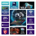 msi Vector 16 HX AI Gaming Laptop | 16" QHD+ IPS 240Hz | Intel Core Ultra 7 255HX | 32GB DDR5 1TB SSD | GeForce RTX 5070 Ti (Up to 992 AI Tops) | RGB Backlit Thunderbolt 5 Win11 Pro w/DLCA Accessory