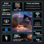 acer Nitro V 16 AI Gaming Laptop 16" WUXGA IPS 180Hz AMD 8-core Ryzen 7 260 (Beats i7-13700H) 16GB DDR5 512GB SSD GeForce RTX 5050 (Up to 421 AI Tops) Backlit Wi-Fi6E Win11 ICP Hub