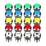 Fosiya 2 Player Arcade Joystick LED Chrome Push Buttons for PC MAME Raspberry Pi Video Games Arcade Cabinet Parts (Red - Blue Kit)