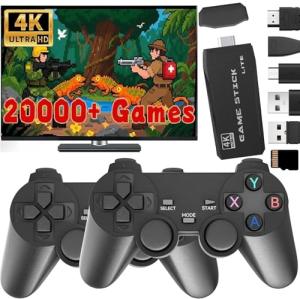PZNETUE Upgraded Retro Games Console, Retro Game Stick Built-in 20,000+ Classic Games with Wireless Controller, Plug & Play for TV HDMI, Retro Game Console for Family and Adult (64G)