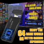 PZNETUE Upgraded Retro Games Console, Retro Game Stick Built-in 20,000+ Classic Games with Wireless Controller, Plug & Play for TV HDMI, Retro Game Console for Family and Adult (64G)