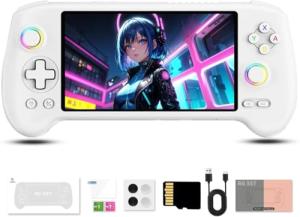 iTAP RG557 Handheld Gaming Console, 5.48-inch AMOLED Screen, Android Retro Game Player with 256GB Storage & 4000+ Preloaded Games – Suitable for Adults and Kids (White)