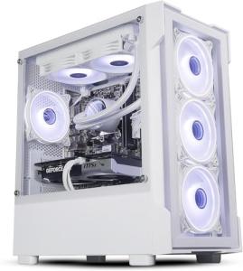 ionz Gaming PC Desktop Computer, AMD Ryzen 5 5700X, NVIDIA RTX 5060 Ti, 16GB DDR4 RAM, 1TB NVMe SSD, 650w 80+ PSU, Windows 11, Tornado - White