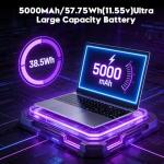 NIAKUN 15.6 Inch Gamer Laptop i5-7Y54 Processor (1.2 to 3.2 Ghz), 16GB RAM 1TB SSD Cheap 2026 Gaming Laptop Computer with Backlit Keyboard/TF Card/6000Mah/46.2Wh