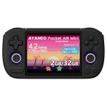 AKNES AYANEO Pocket AIR Mini Retro Handheld Game Console, 4.2" 500 Nits HD Screen (1280x960 LCD, 60Hz), Android 11 Gaming System with Helio G90T, Hall Joystick & Trigger, 2GB+32GB - Aurora Black